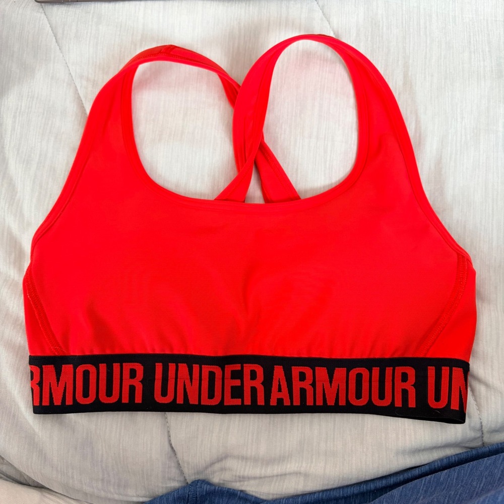 Under Armour Mid Crossback Compression Sports Bra Red Small 1310665